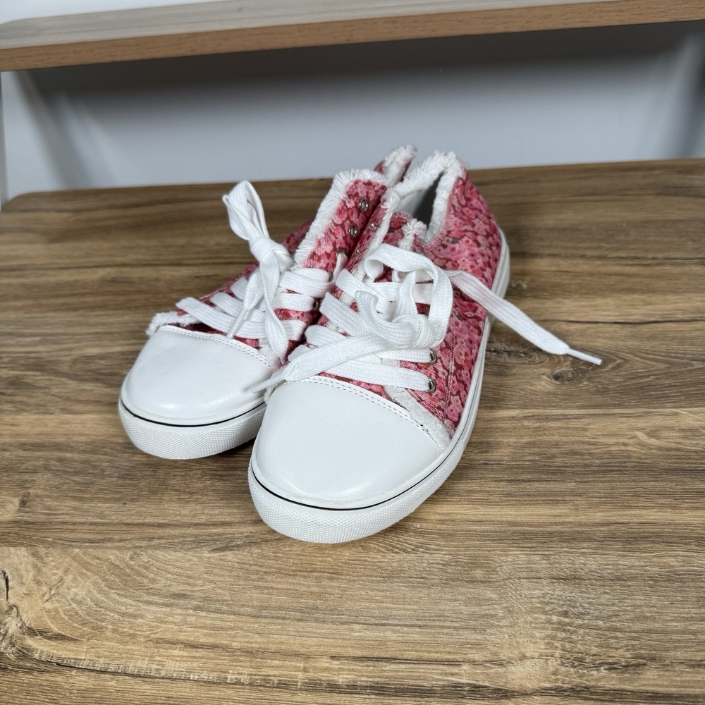 Unbranded Pink Patterned Round Cap Top Canvas Sneaker‎ Floral Size 39 Casual - Picture 5 of 7